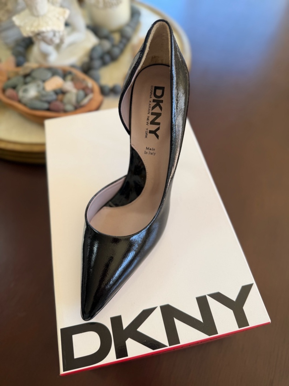DKNY Black Patent Pointed Toe Stiletto Pump - Picture 2 of 4